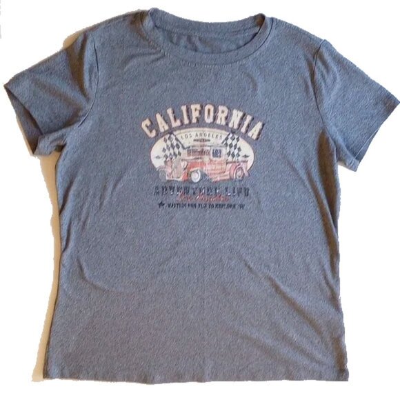 *50off3* Shein California Los Angeles Adventure Life T-Shirt L Gray - Picture 2 of 3